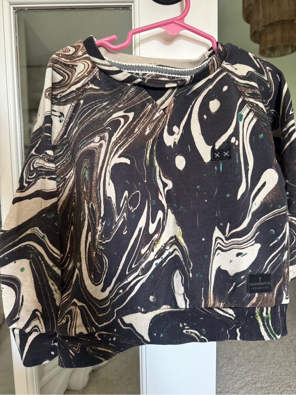 Munster Black, Cream & Brown Marble-Print Kids Sweatshirt